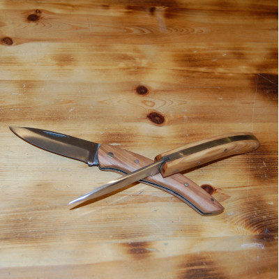 Couteau manche en bois gravé, personnalisé