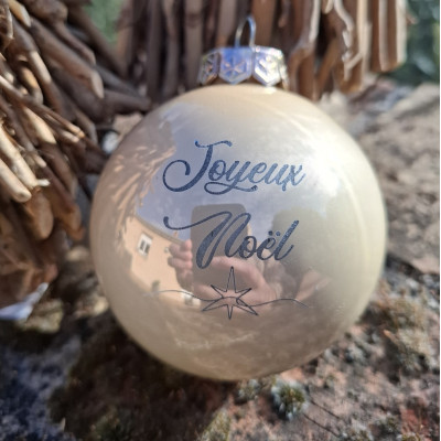 Boule de Noël crème brillant 8 cm