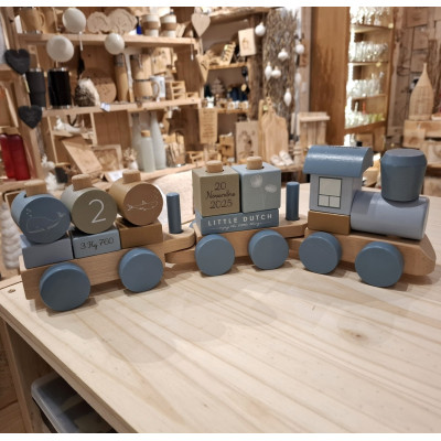 Train en bois Bleu et marron