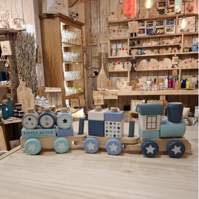 Train en bois  Bleu  et...