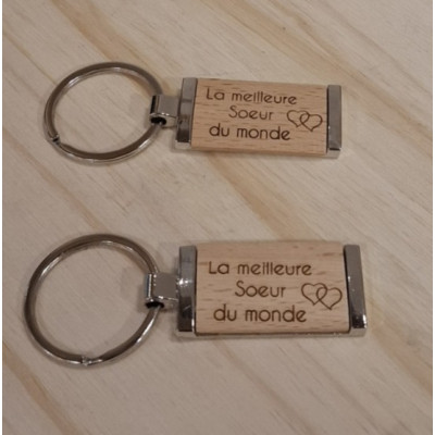 Porte clé bois et métal "La...