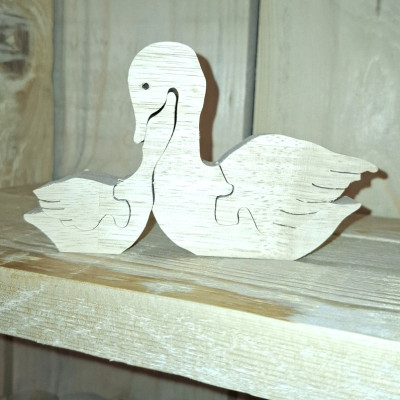 Couple puzzle cygne  en bois