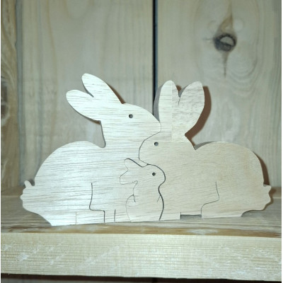 Famille lapin puzzle en bois
